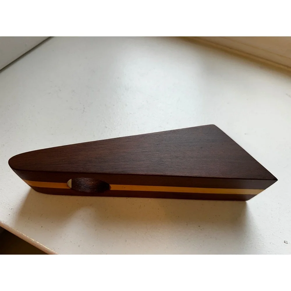 Handmade Wooden Balancing Wine Bottle Holder Two Tone Gravity Stand Dark Wood